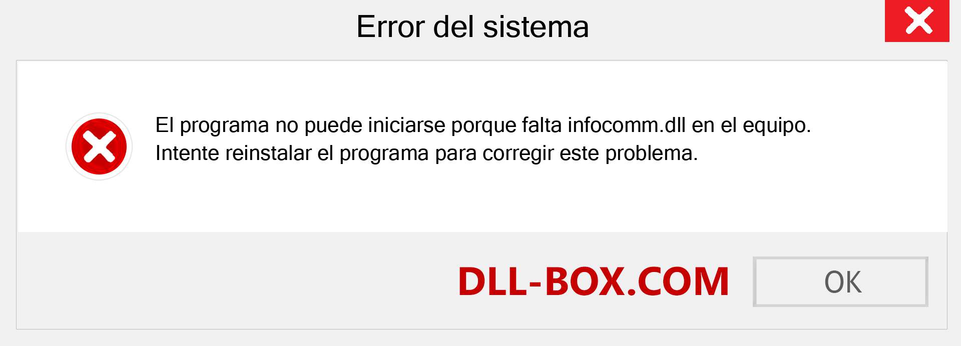 ¿Falta el archivo infocomm.dll ?. Descargar para Windows 7, 8, 10 - Corregir infocomm dll Missing Error en Windows, fotos, imágenes